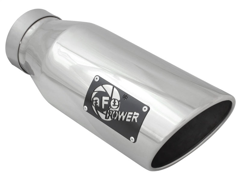 aFe MACH Force-Xp 4" 304 Stainless Steel Exhaust Tip 4" In x 6" Out x 15" L Bolt-On Right - 49T40601-P15 aFe