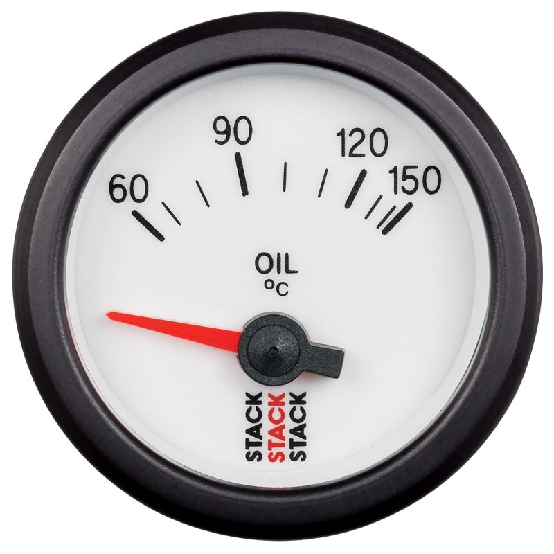 Autometer Stack 52mm 60-150 Deg C M10 Male Electric Oil Temp Gauge - White ST3259