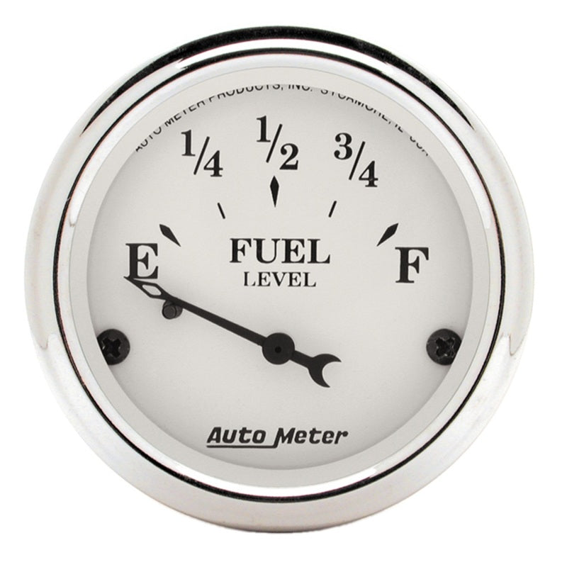 AutoMeter Gauge Fuel Level 2-1/16in. 73 Ohm(e) to 10 Ohm(f) Elec Old Tyme White 1605