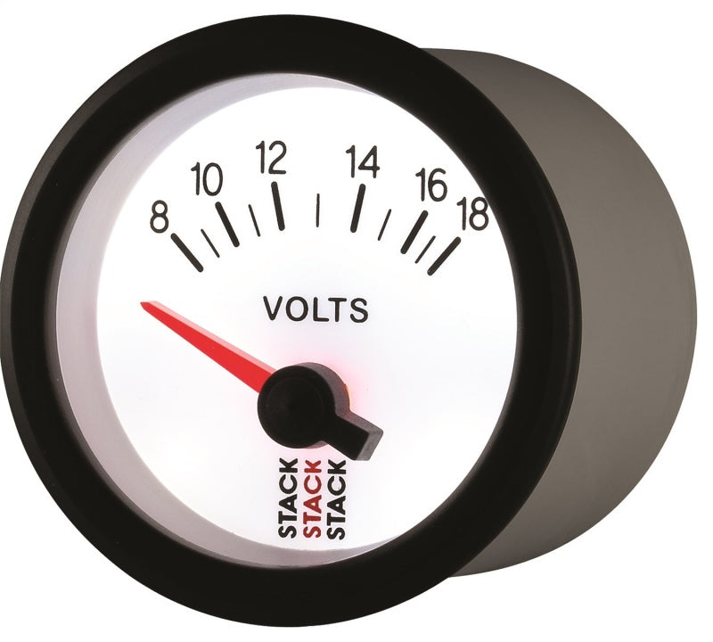 Autometer Stack 52mm 8-18V Electric Battery Voltage Gauge - White ST3266