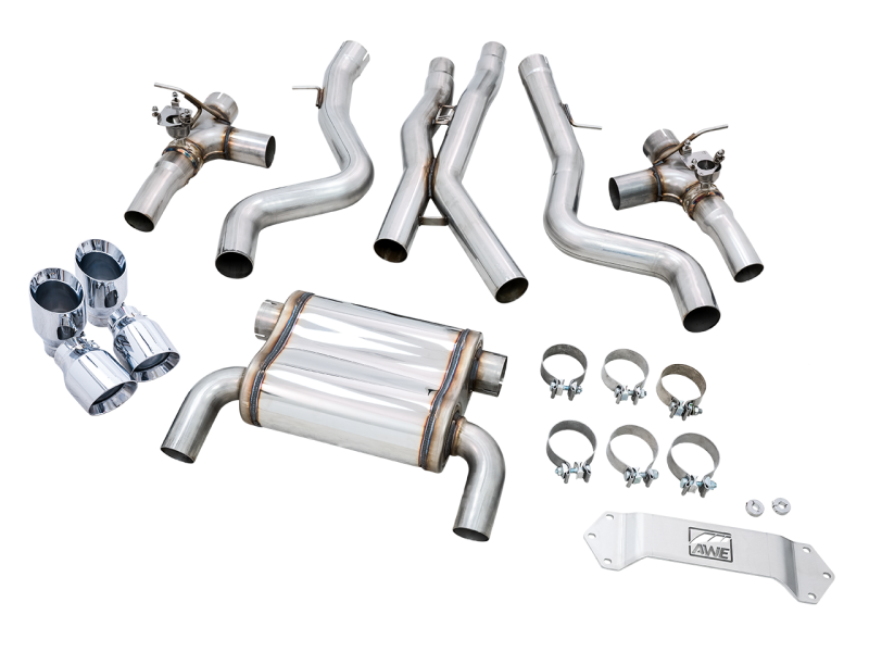 AWE Tuning BMW F8X M3/M4 SwitchPath Catback Exhaust - Chrome Silver Tips - eliteracefab.com