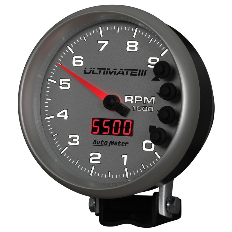 Autometer 5 inch Ultimate III Playback Tachometer 9000 RPM - Silver 6882