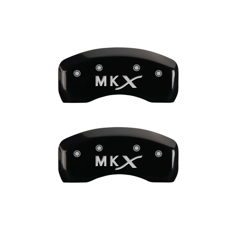 MGP 4 Caliper Covers Engraved Front Lincoln Engraved Rear MKX Black finish silver ch MGP