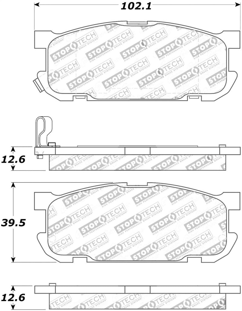StopTech Premium Ceramic Rear Brake Pads - 308.08910 Stoptech
