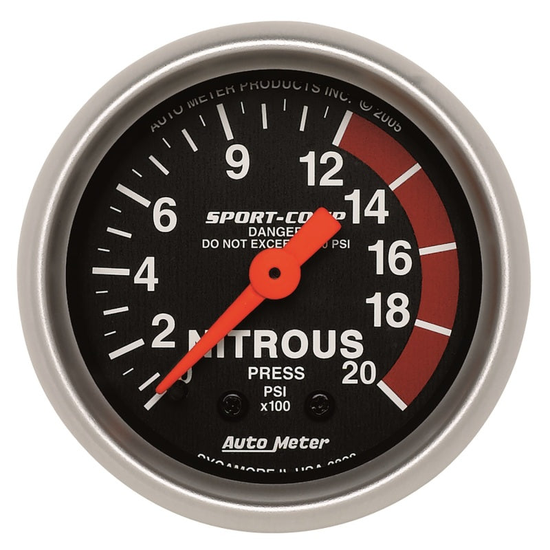 Autometer Sport-Comp 52mm 0-2000 PSI Mechanical Nitrous Pressure Gauge 3328