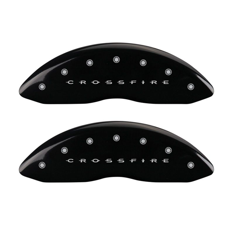 MGP 4 Caliper Covers Engraved Front & Rear Crossfire Black finish silver ch MGP