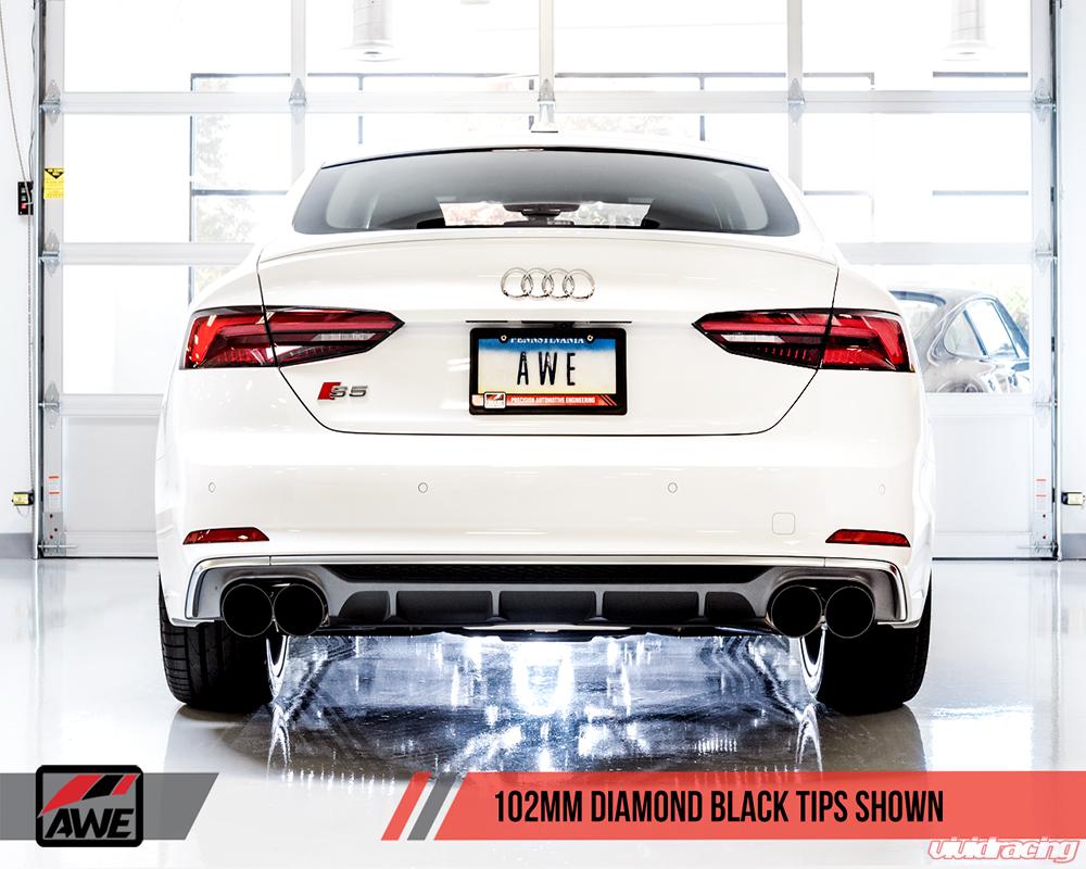 AWE Tuning Audi B9 S5 Sportback Touring Edition Exhaust - Non-Resonated (Black 102mm Tips) - eliteracefab.com