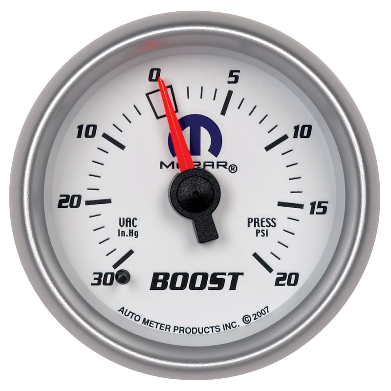 Autometer Mopar 52mm Mechanical 30 In Hg-Vac/20 PSI Vacuum/Boost Gauge 880026