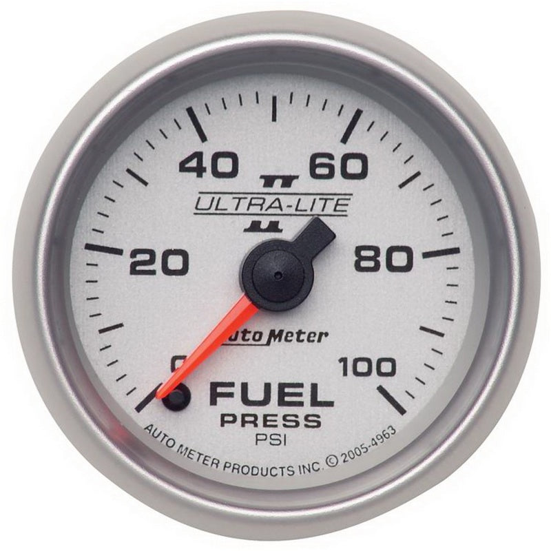 Autometer Ultra-Lite II 52mm 0-100 PSI Full Sweep Electronic Fuel Pressure Gauge 4963