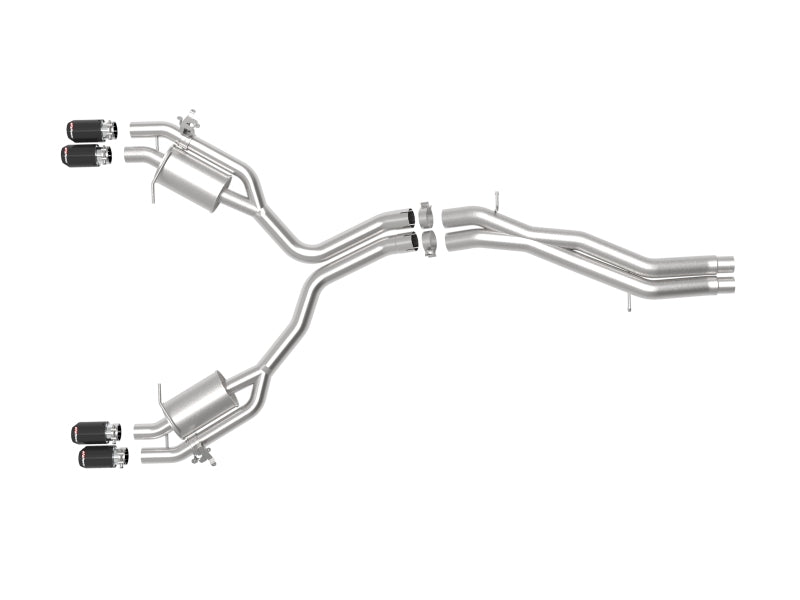 aFe 18-20 Audi RS5 Coupe MACH Force-Xp 3in to 2.5in 304 SS Axle-Back Exhaust System-Quad Carbon Tips aFe