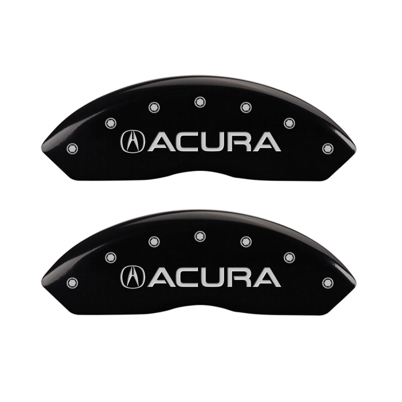 MGP 4 Caliper Covers Engraved Front Acura Engraved Rear TLX Black finish silver ch MGP