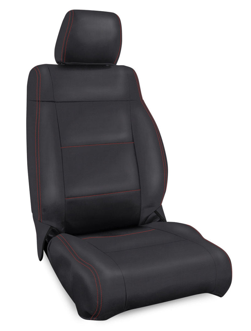 PRP 07-10 Jeep Wrangler JK Front Seat Covers/2 door or 4 door (Pair) - Black with Red Stitching B016-01