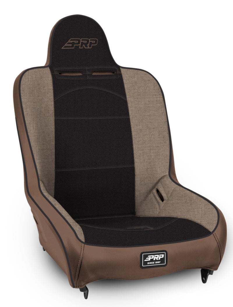 PRP Premier High Back Suspension Seat (Two Neck Slots) - Tan / Black PRP Seats