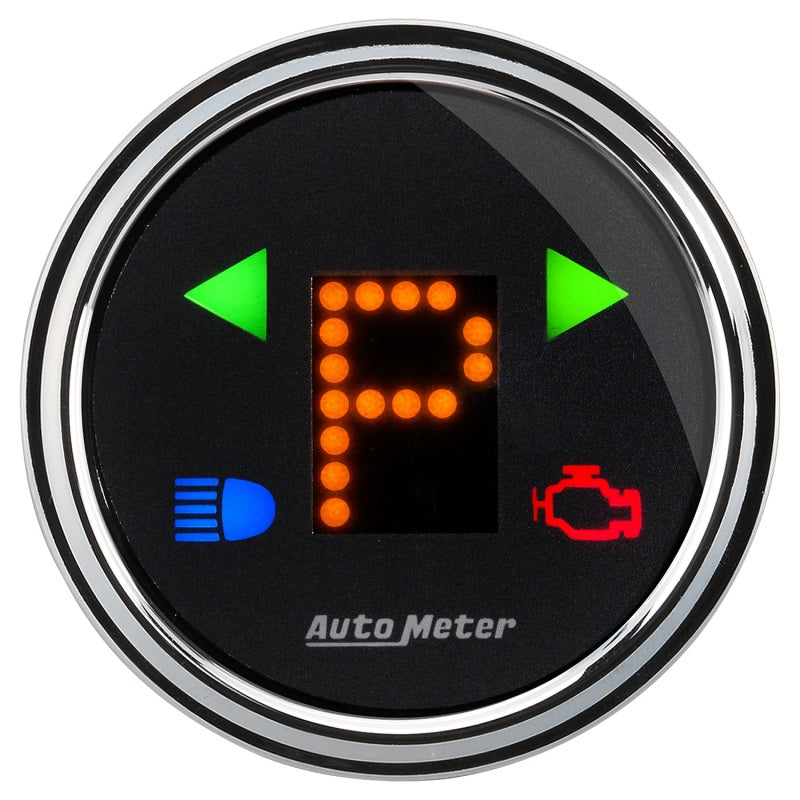 Autometer Designer 2-1/16in Chrome Domed Lens Black Dial PRNDL Gauge 1460