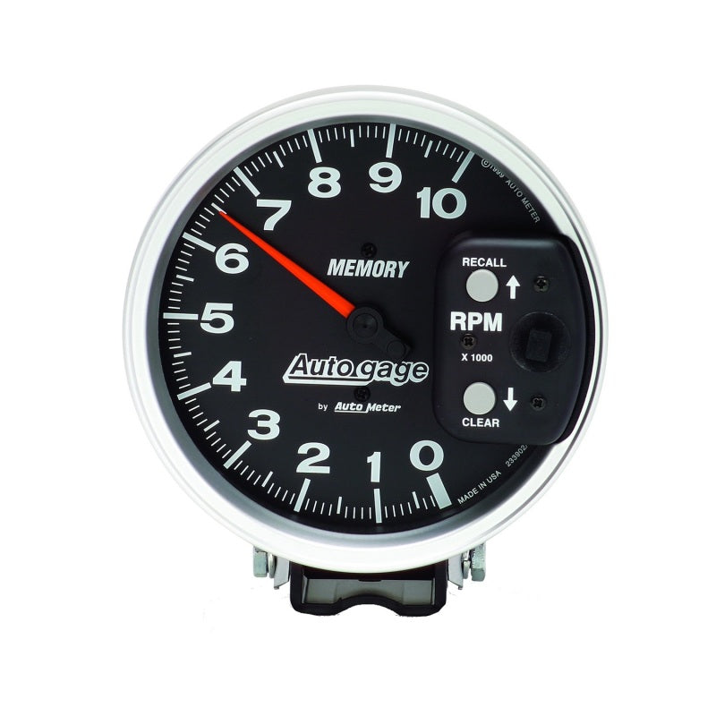 Autometer 5 inch 10,000 RPM w/ Peak Memory Pedestal Tachometer Auto Gage - Black 233902