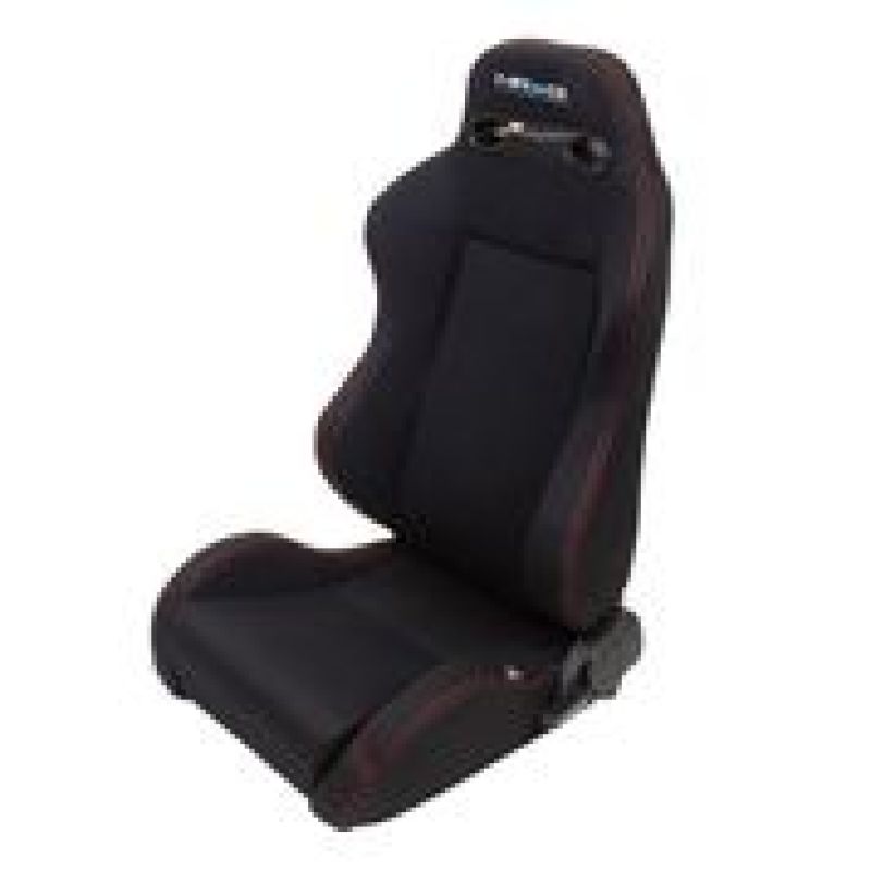 NRG Sport Seats (Pair) Type-R Cloth w/NRG Logo - Black w/Red Stitch - RSC-200L/R