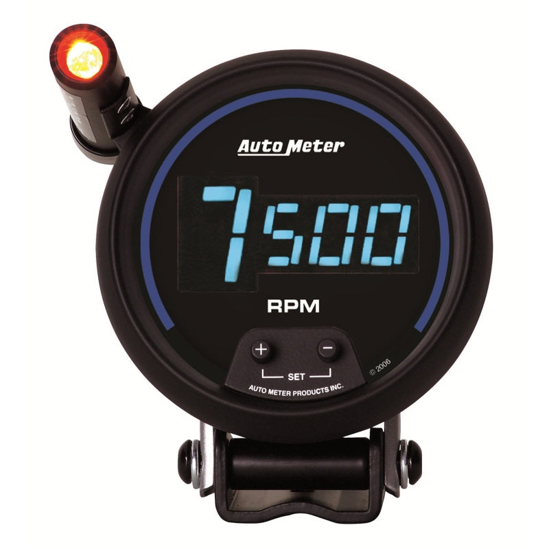 AutoMeter Gauge Tach 3-3/4in. 10K RPM Pedestal W/ Quick-Lite Digital Blk W/ Blue Led 6999