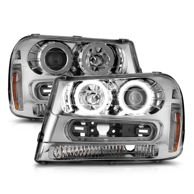 ANZO 02-09 Chevrolet Trailblazer Projector Headlights w/ Halo Chrome Housing (Non-LT Models) 111573