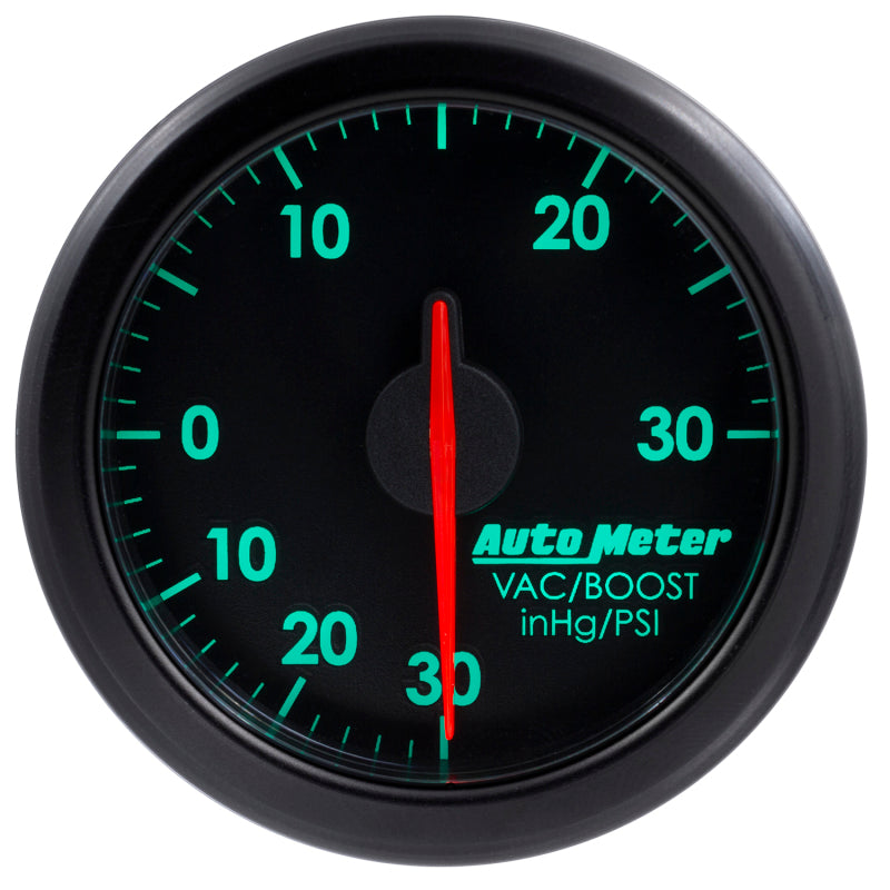 Autometer Airdrive 2-1/6in Boost/Vac Gauge 30in HG/30 PSI - Black 9159-T