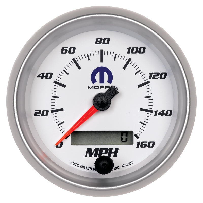 AutoMeter Gauge Speedometer 3-3/8in. 160MPH Elec. Programmable White Mopar 880036