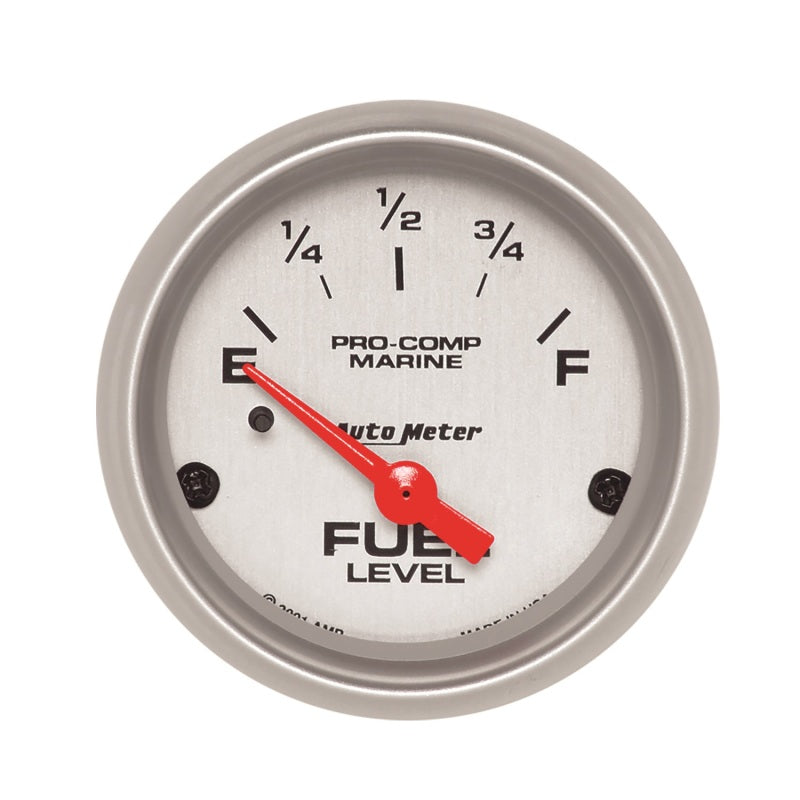 Autometer Marine Silver Ultra-Lite 2-1/16in Electric Fuel Level Gauge 200760-33