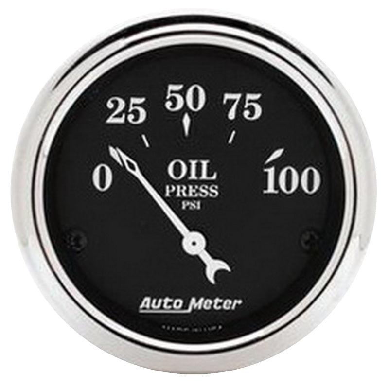 Autometer 2 1/16in 100PSI Old Tyme Black Electric Oil Pressure Gauge 1727
