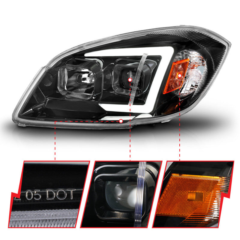 ANZO 05-10 Chevrolet Cobalt / 07-10 Pontiac G5 LED Projector Headlights w/ Seq Black Housing ANZO