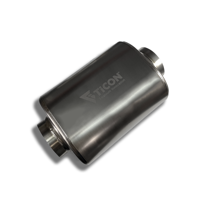 Ticon Industries 2.5in Oval (2.5in Center In / 2.5in Center Out) 17in L Ultralight Titanium Muffler Ticon