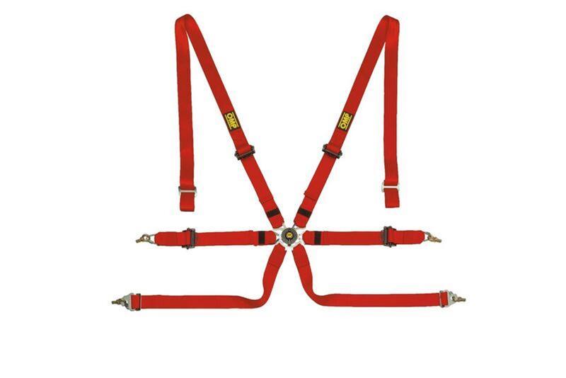 OMP ONE 2" 6-Point Pull-Up Racing Harness - Red - FIA 8853-2016 - DA0-0202-A02-061