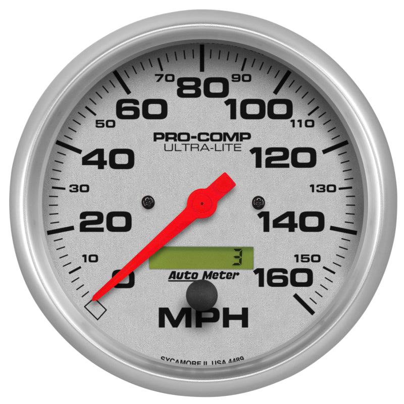 Autometer Ultra-Lite 127mm In-Dash Electronic Programmable 160 MPH Speedometer 4489