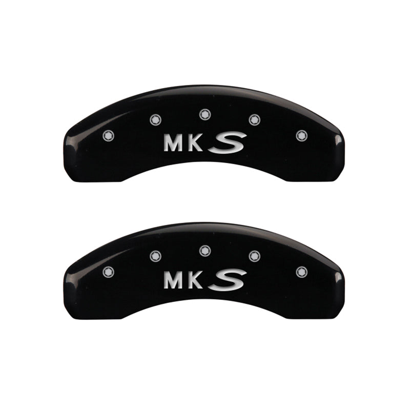 MGP 4 Caliper Covers Engraved Front Lincoln Engraved Rear MKS Black finish silver ch MGP