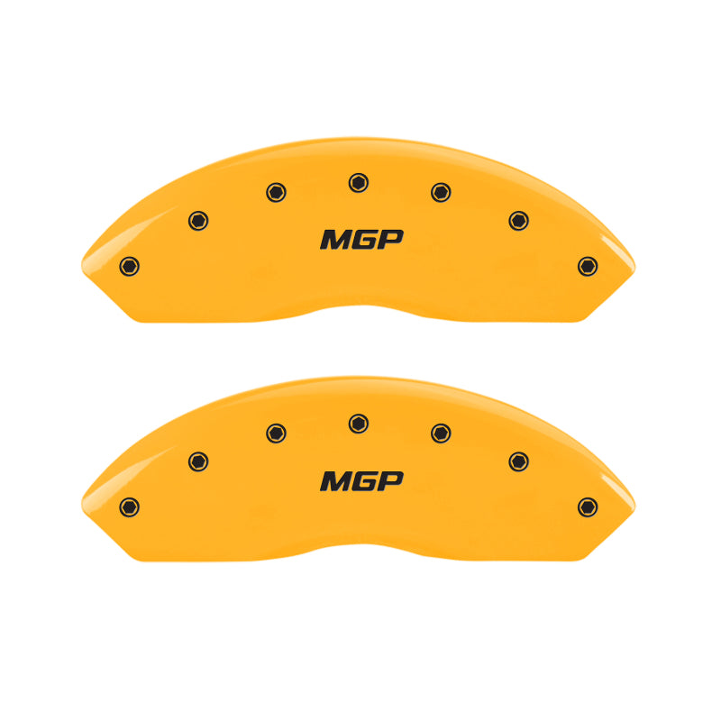 MGP 4 Caliper Covers Engraved Front & Rear GMC Yellow finish black ch MGP