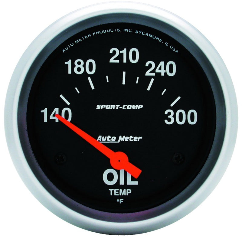 Autometer Sport-Comp 2 5/8in 140-300 Deg F Short Sweep Electronic Oil Temperature Gauge 3543
