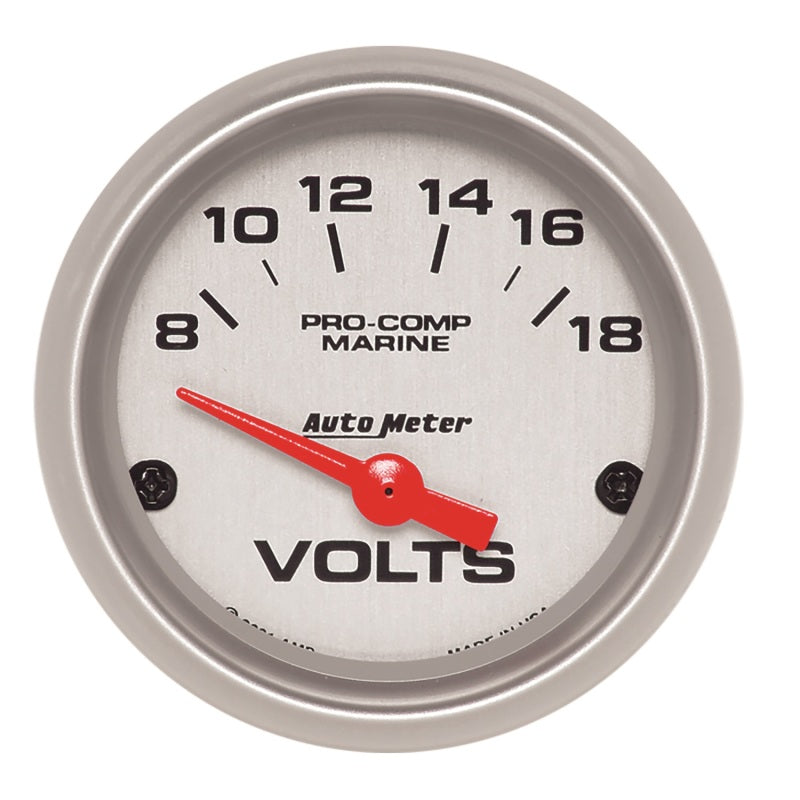 Autometer Voltmeter 2-1/16in 18V Electric Marine Silver Ultra-Lite Gauge 200756-33