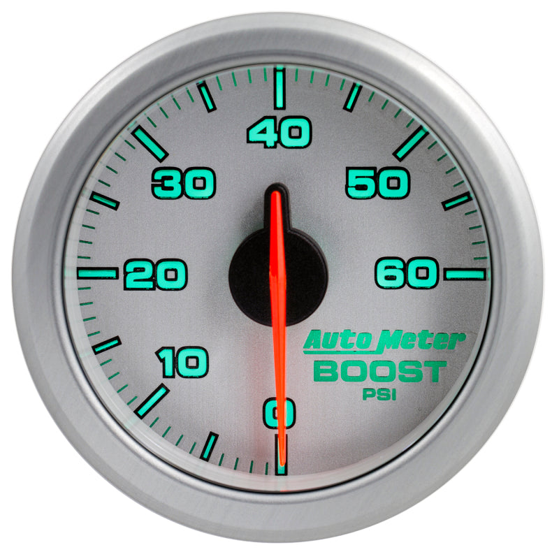 Autometer Airdrive 2-1/6in Boost Gauge 0-60 PSI - Silver 9160-UL