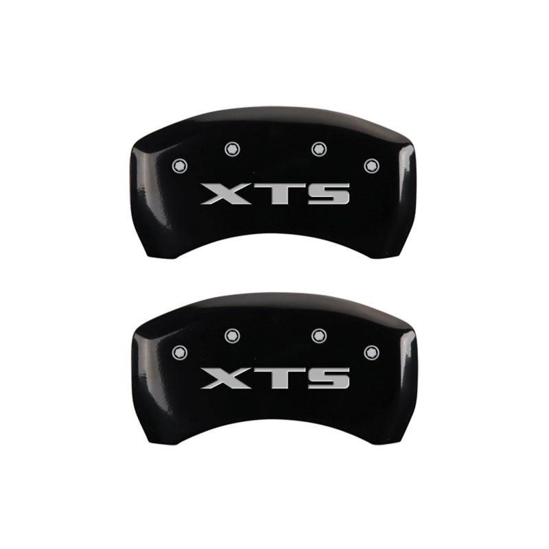MGP 4 Caliper Covers Engraved Front Cadillac Engraved Rear XTS Black finish silver ch MGP