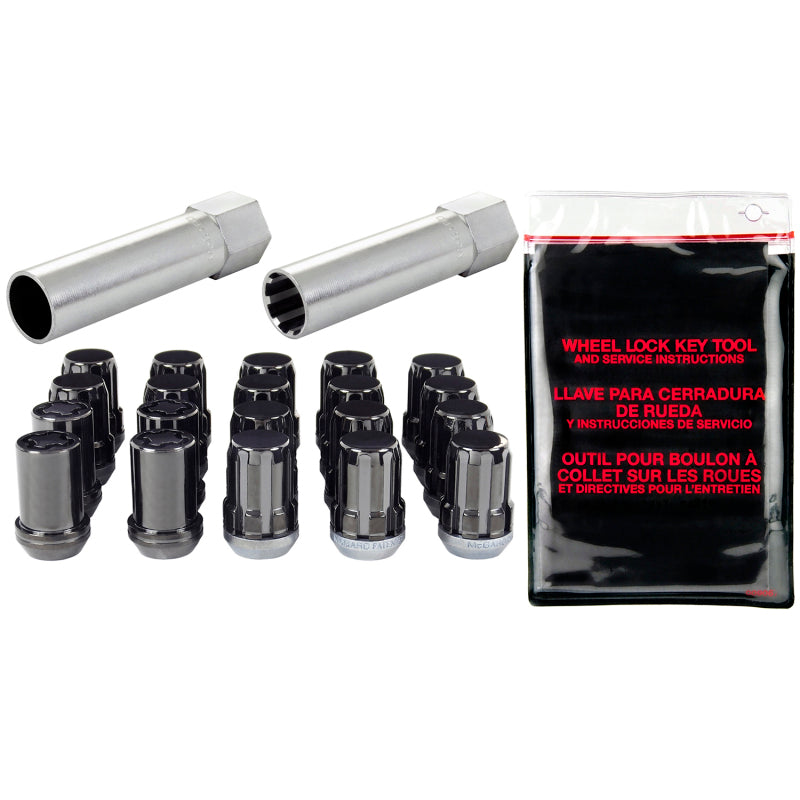 McGard SplineDrive Tuner 5 Lug Install Kit w/Locks & Tool (Cone) M12X1.5 / 13/16 Hex - Blk - eliteracefab.com