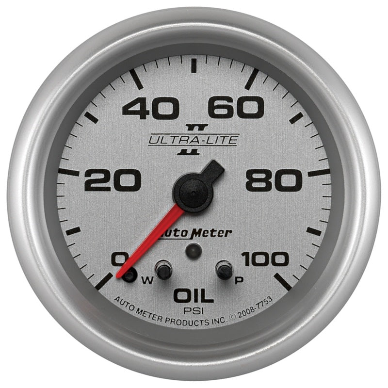 AutoMeter Gauge Oil Press 2-5/8in. 100PSI Stepper Motor W/ Peak & Warn Ultra-Lite II 7753
