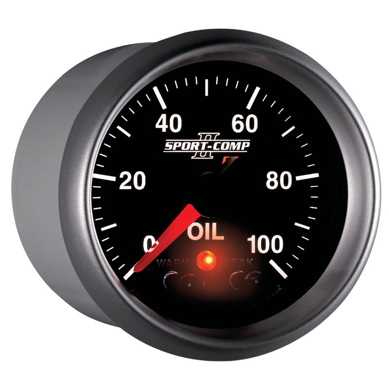 Autometer Sport-Comp II 52.4mm 0-100 PSI Oil Pressure Peak & Warn w/ Electronic Control Gauge 3652