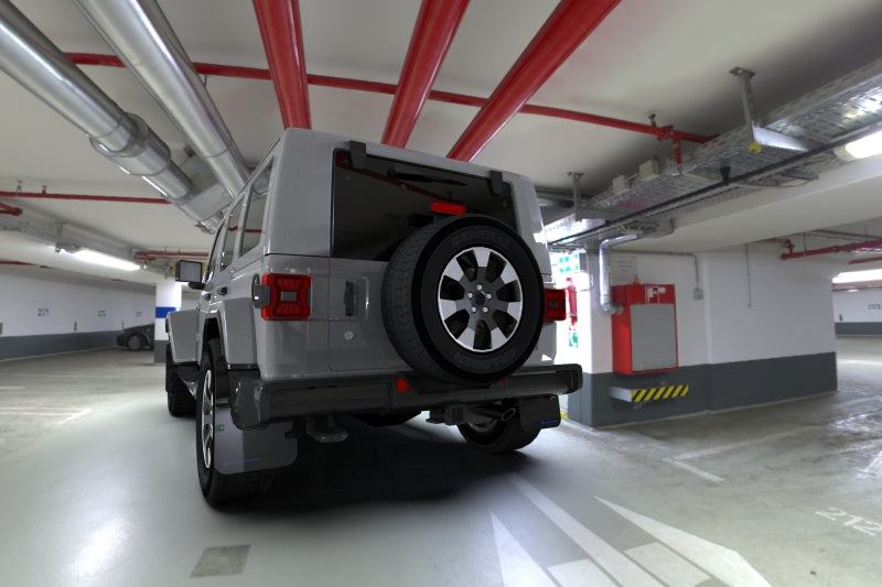 Rally Armor 18-22 Jeep JL Wrangler Black UR Mud Flap w/ Blue Logo - eliteracefab.com