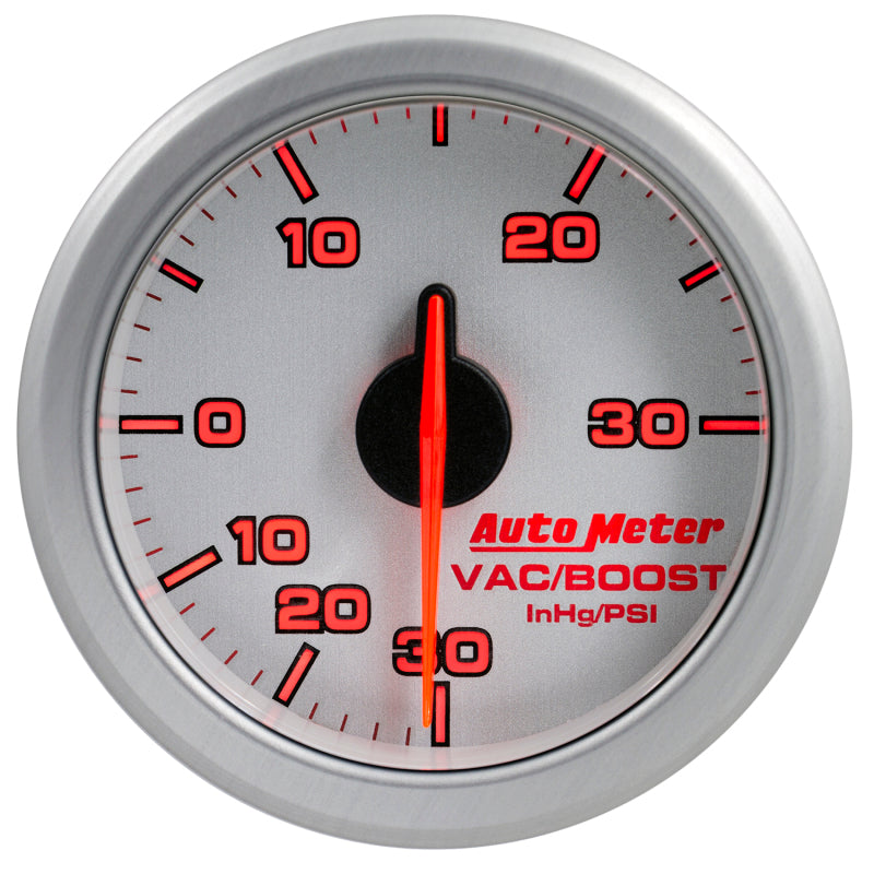 Autometer Airdrive 2-1/6in Boost/Vac Gauge 30in HG/30 PSI - Silver 9159-UL