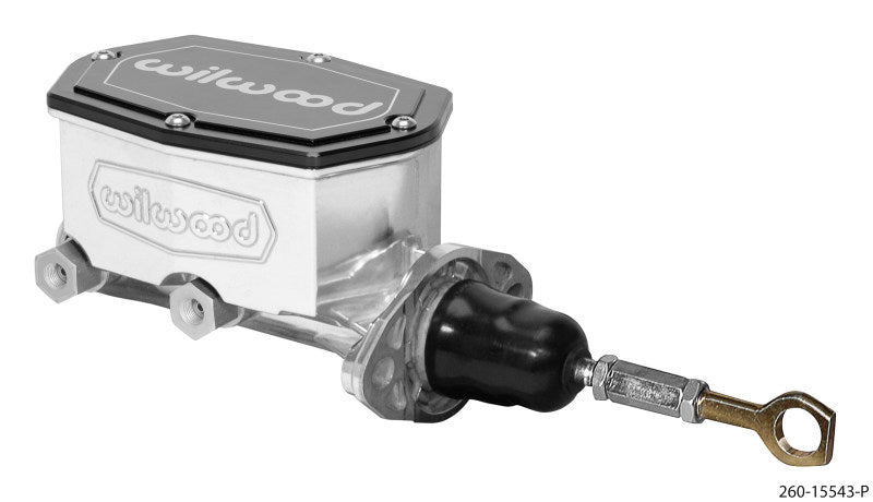 Wilwood Compact Tandem Master Cylinder - 1.12in Bore - w/Pushrod - Fits Mustang (Ball Burnished) Wilwood