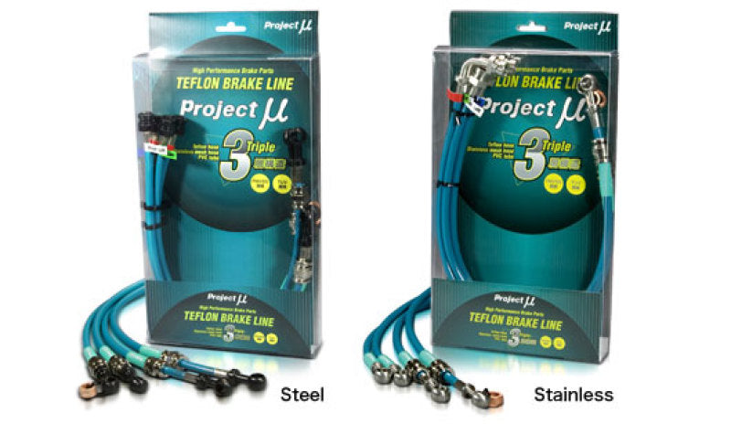 Project Mu Mitsubishi Lancer Evo X Stainless Steel Green Brake Lines Project Mu
