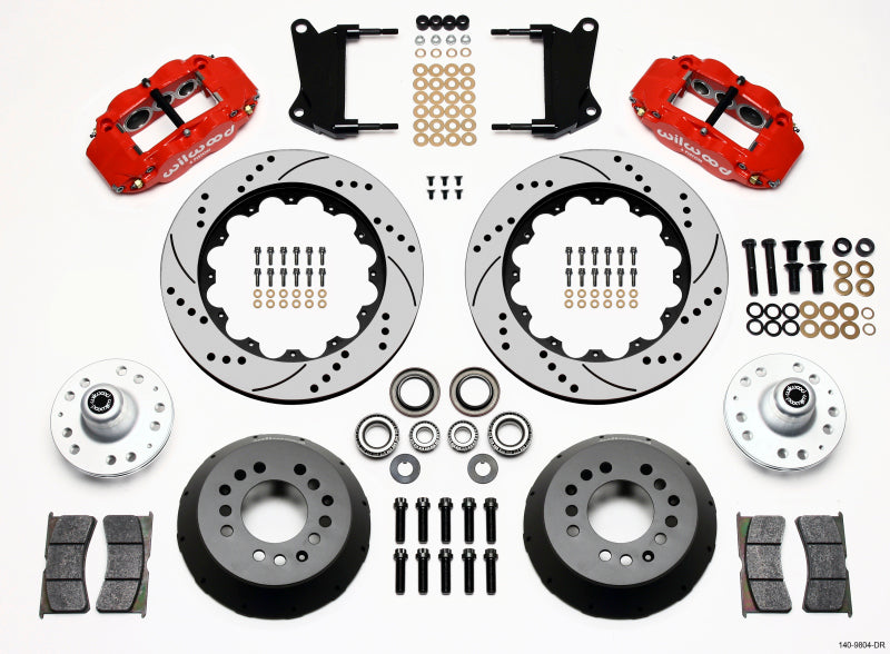 Wilwood Narrow Superlite 6R Front Hub Kit 14.00in Drill Red 67-69 Camaro 64-72 Nova Chevelle Wilwood