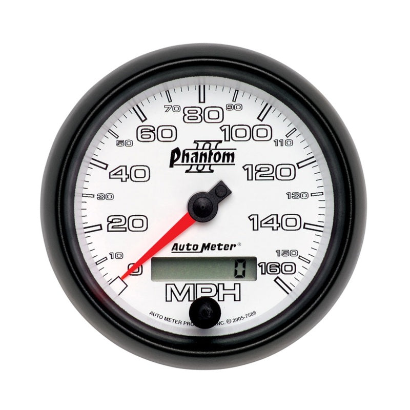Autometer Phantom II 3-3/8in 160 MPH Electronic Programmable In-Dash Speedometer 7588