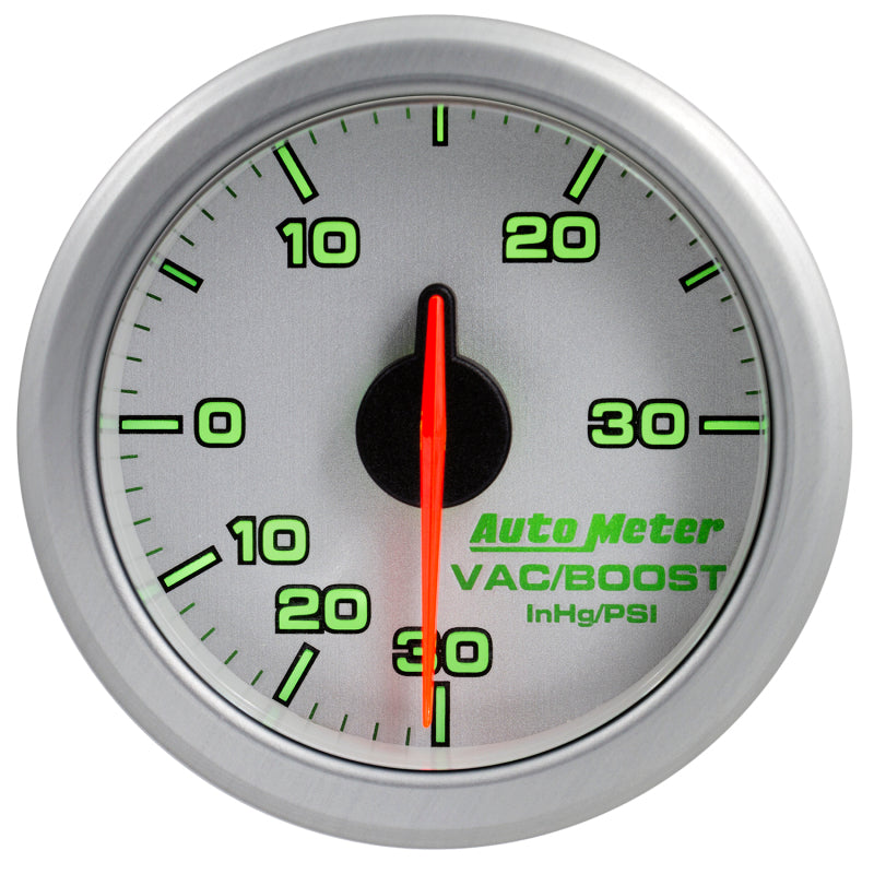 Autometer Airdrive 2-1/6in Boost/Vac Gauge 30in HG/30 PSI - Silver 9159-UL