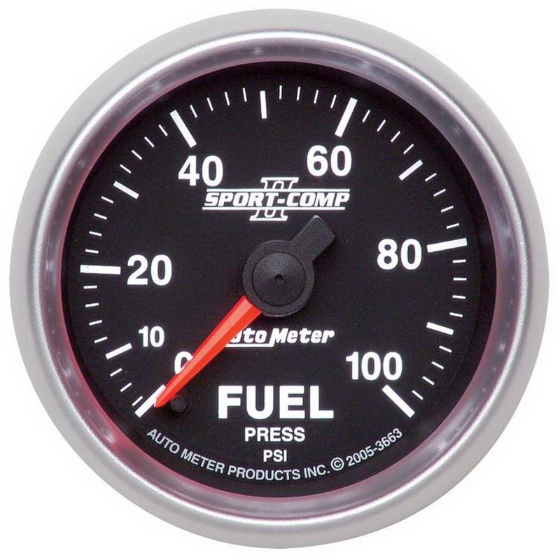 Autometer Sport-Comp II 52mm 0-100 PSI Full Sweep Electronic Fuel Pressure Gauge 3663