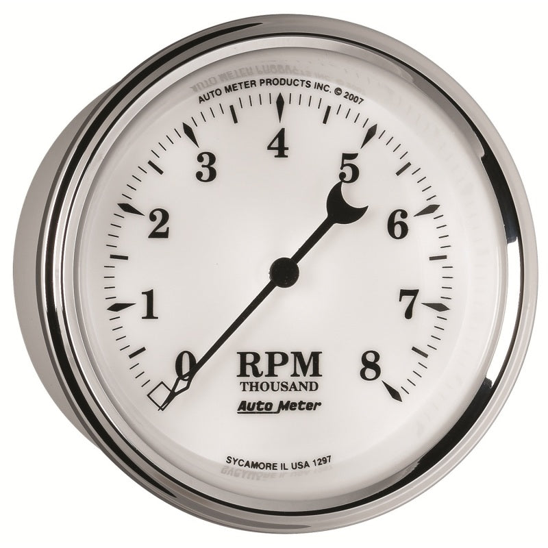 AutoMeter Gauge Tachometer 3-3/8in. 8K RPM In-Dash Old Tyme White II 1297