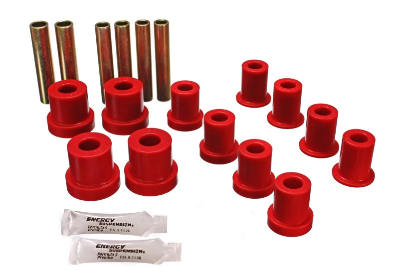 Energy Suspension 73-87 GM Denali XL/SUburban/Yukon XL 4WD Red Front Leaf Spring Bushing Set - eliteracefab.com