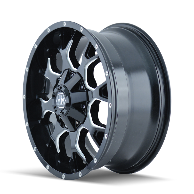 Mayhem 8015 Warrior 17x9 / 5x114.3 BP / -12mm Offset / 87mm Hub Black w/ Milled Spokes Wheel Mayhem